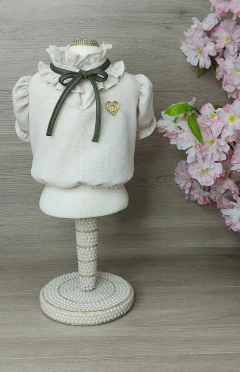 Blusa Cropped Love Linho Verde para cachorro e gato