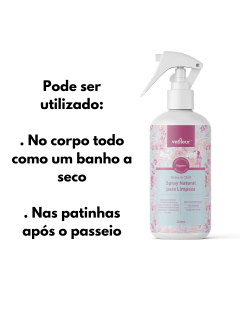 Spray de Limpeza (Banho a Seco) Vetfleur Limpa Patinhas e Corpo 200ml - Estilo de Vida Pet