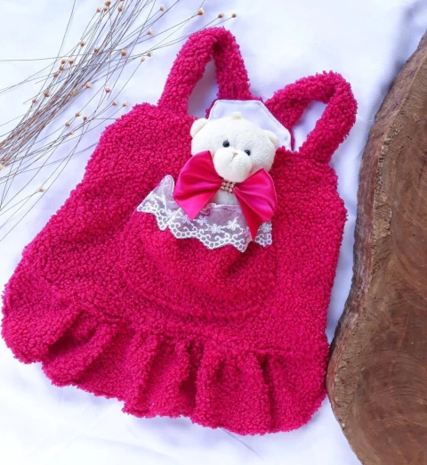 Salopete de Inverno com Ursinho Pink para cachorro e gato