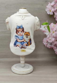 Baby Look Vintage Off White para cachorro e gato
