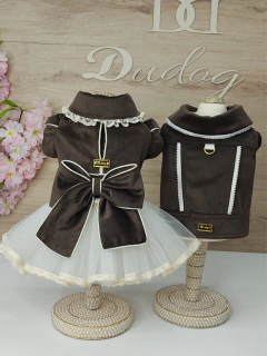 Jaqueta Veludo Marrom Zíper para cachorro e gato na internet