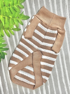 Blusa de Tricô Listrado Bege para cachorro e gato na internet