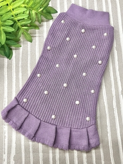 Vestido de Tricô Pérolas Lilás para cachorro e gato
