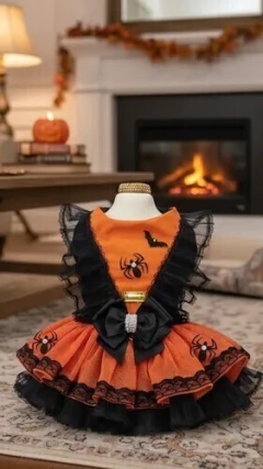 Vestido Halloween Bruxinha Laranja e Preto para cachorro e gato - comprar online