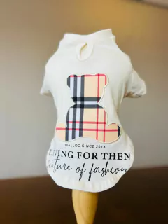 T-Shirt Pet Off White Urso Xadrez para cachorro e gato