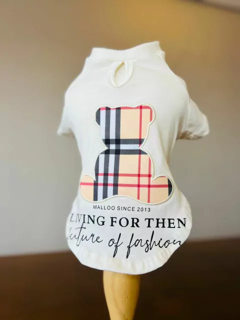 T-Shirt Pet Off White Urso Xadrez para cachorro e gato