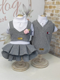 Vestido Delicate Risca de Giz Blusa Branca para cachorro e gato - Estilo de Vida Pet