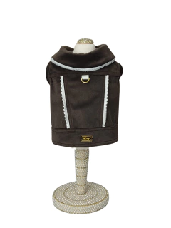Jaqueta Veludo Marrom Zíper para cachorro e gato - Estilo de Vida Pet