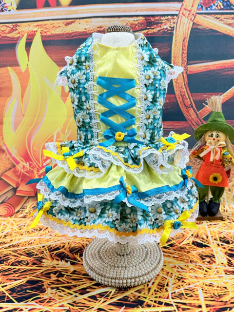 Vestido Festa Junina Balancê para cachorro e gato
