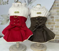 Vestido Delicate Espartilho Marrom para cachorro e gato - loja online