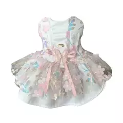 Vestido Anelise Jardim Encantado Branco para cachorro e gato