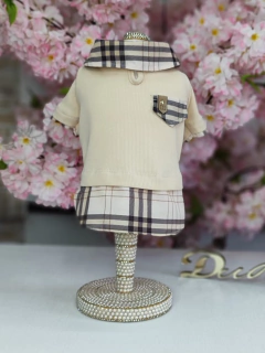 Camisa Xadrez Camel para cachorro e gato