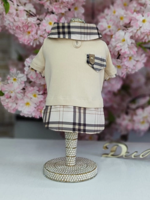 Camisa Xadrez Camel para cachorro e gato