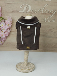 Jaqueta Veludo Marrom Zíper para cachorro e gato