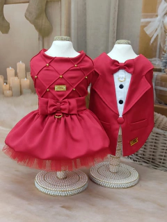 Vestido Natal Encanto Nervuras Vermelho para cachorro e gato - comprar online
