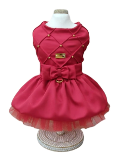 Vestido Natal Encanto Nervuras Vermelho para cachorro e gato na internet