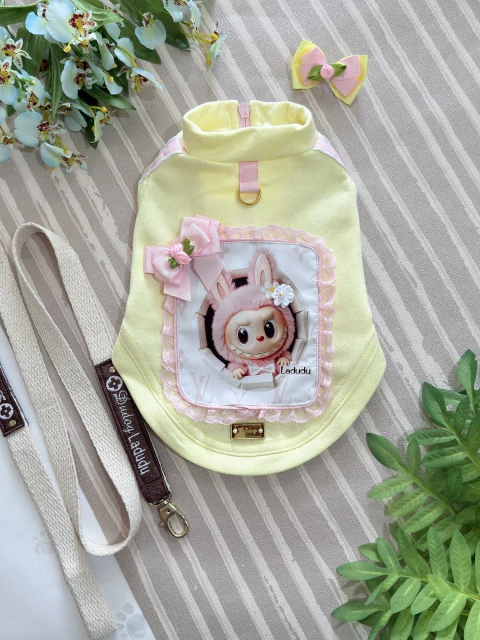 Moletom Labubu Amarelo Bebê para cachorro e gato