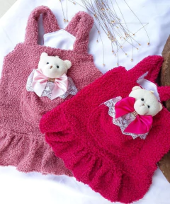 Salopete de Inverno com Ursinho Pink para cachorro e gato - Estilo de Vida Pet