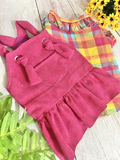 Imagem do Blusinha Pet Gola Boneca Xadrez Pink para cachorro e gato