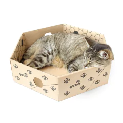 Caixa Hexagonal de Papelão Beebox para gatos - Estilo de Vida Pet