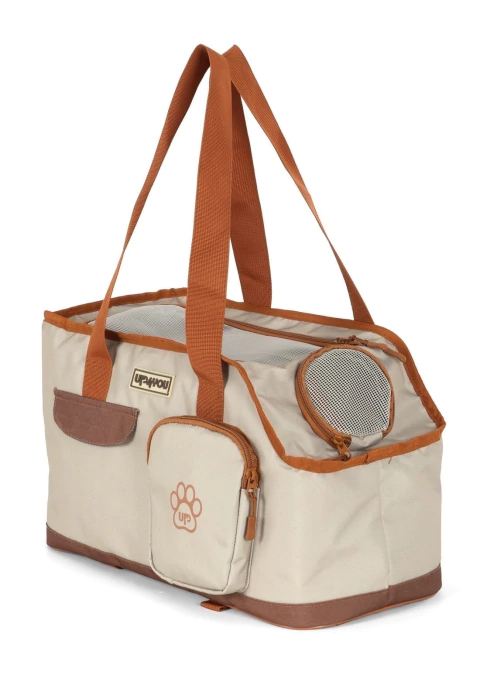 Bolsa Transporte e Passeio Veículo Bege para cachorro e gato