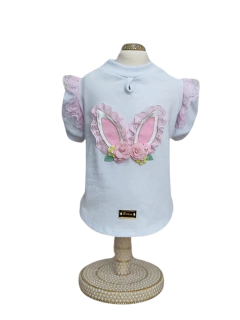 Baby Look Branca Páscoa Coelha para cachorro e gato - Estilo de Vida Pet