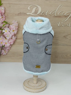 Casaco Pied Poule Pelúcia Tiffany Gola Regulável para cachorro