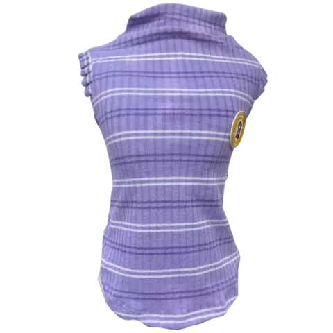 Camiseta Regatinha Lilás Listrada para cachorro e gato