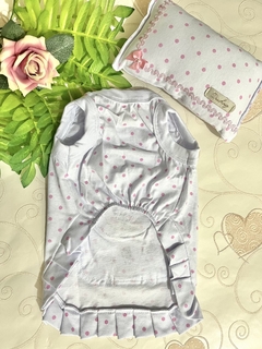 Pijama Pet - Camisola Ovelha Branca Poá Rosa para cachorro e gato - comprar online