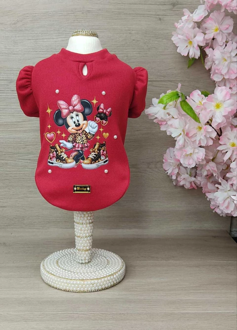 Baby Look Vintage Vermelha para cachorro e gato