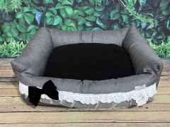 Cama Retangular Grace Linen Grafite para cachorro e gato - Tam M - comprar online