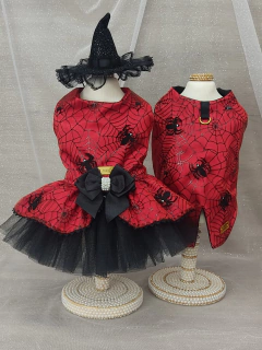 Vestido Halloween Aranha Vermelho para cachorro e gato na internet