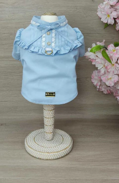 Blusa Renda Coração Azul para cachorro e gato