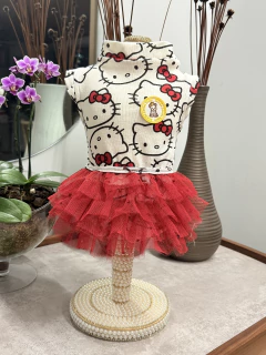 Regatinha Hello Kitty Lacinho Tutu para cachorro e gato