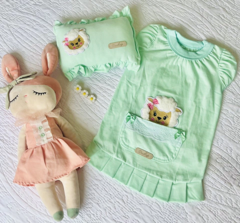 Pijama Pet - Camisola Ovelha Verde Claro para cachorro e gato