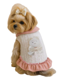 Imagem do Casaco Ursa Pérolas Salmão para cachorro e gato