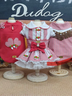 Baby Look Junina Vermelha Corações para cachorro e gato na internet