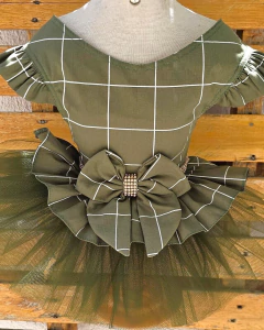 Imagem do Vestido de Festa Grid Natal Verde para Cachorro e Gato