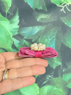 Laço Festa Rosa Aplique em Pérolas para cachorro e gato - comprar online
