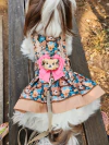 Vestido Peitoral Ursa Mel Flores para cachorro (acompanha guia)