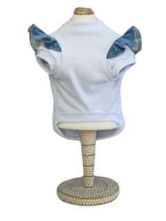 Baby Look Branca Babado Jeans para cachorro e gato - comprar online