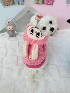 Casaco Labubu Rosa Chiclete para cachorro e gato