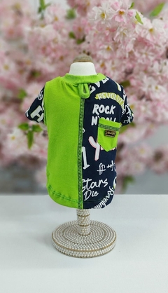 Camiseta Verde Rock para cachorro e gato