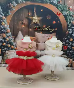 Vestido Natal Lovely Vermelho e Dourado para cachorro e gato - Estilo de Vida Pet