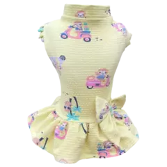 Vestido Amarelo Bicho Preguiça para cachorro e gato