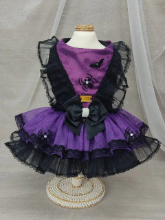 Vestido Halloween Bruxinha Roxo e Preto para cachorro e gato - comprar online