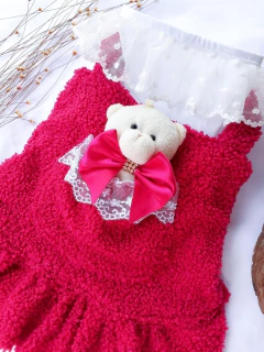 Salopete de Inverno com Ursinho Pink para cachorro e gato