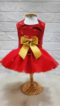 Vestido Peitoral Natal com Laços Removíveis para cachorro (acompanha guia) - loja online