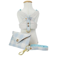 Peitoral Classic Xadrez Azul Bolsinha para cachorro na internet