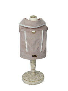 Jaqueta Veludo Rose Zíper para cachorro e gato - Estilo de Vida Pet